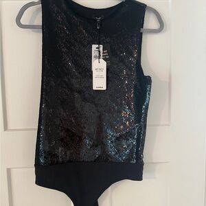 Express Black Sequin Bodysuit